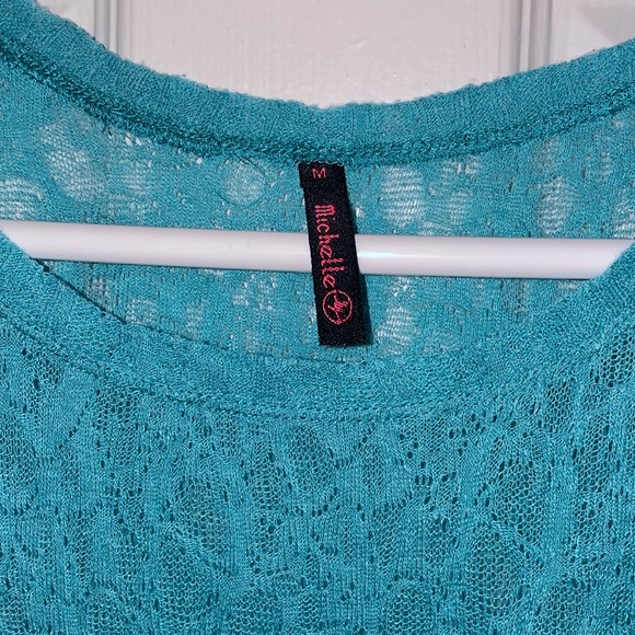 Long Sleeved Aqua Gauze Top - Picture 2 of 4